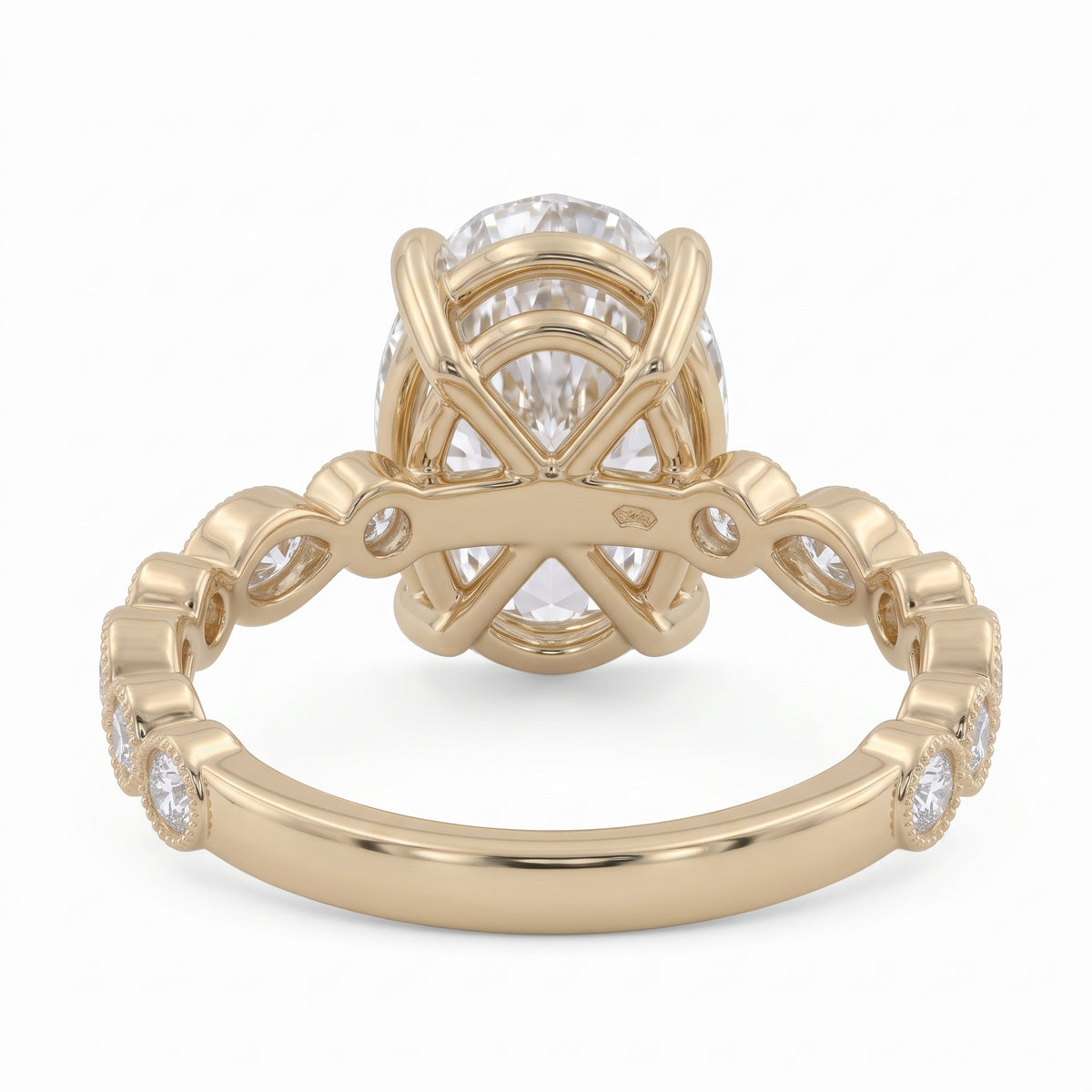 2 Ct oval cut lab grown diamond engagement ring with vintage milgrain rose gold band