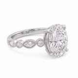 2 Ct oval cut lab grown diamond engagement ring with vintage milgrain rose gold band