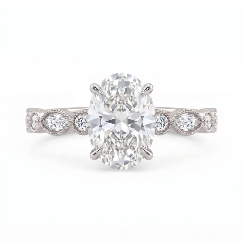 2 Ct Oval Cut Lab Grown Diamond Engagement Ring