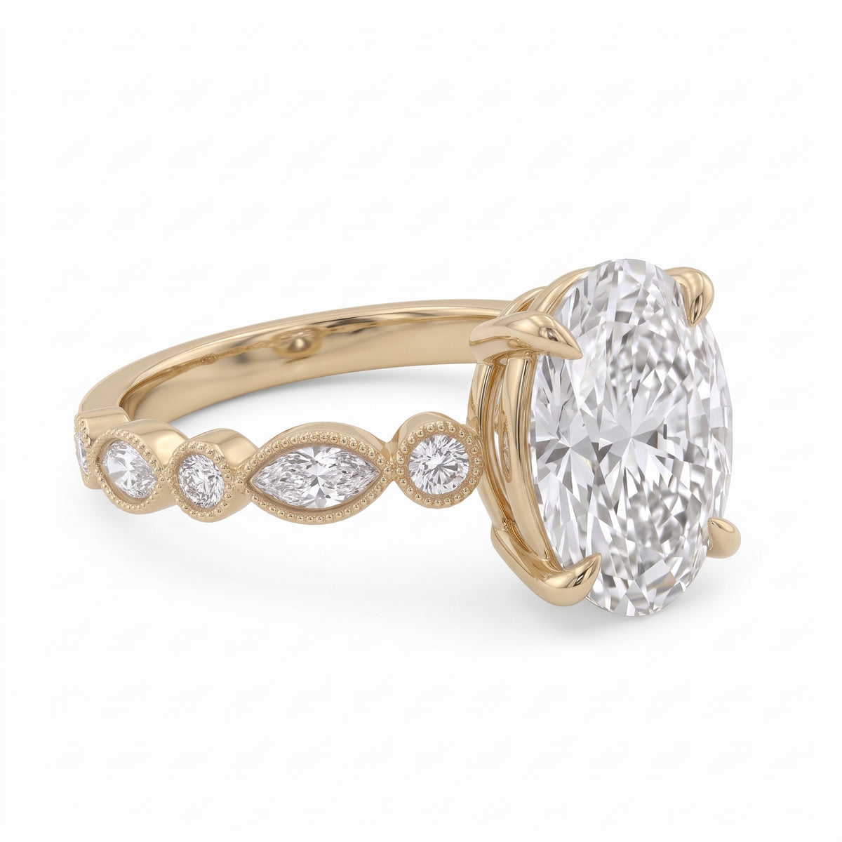 2 Ct Oval Cut Lab Grown Diamond Engagement Ring