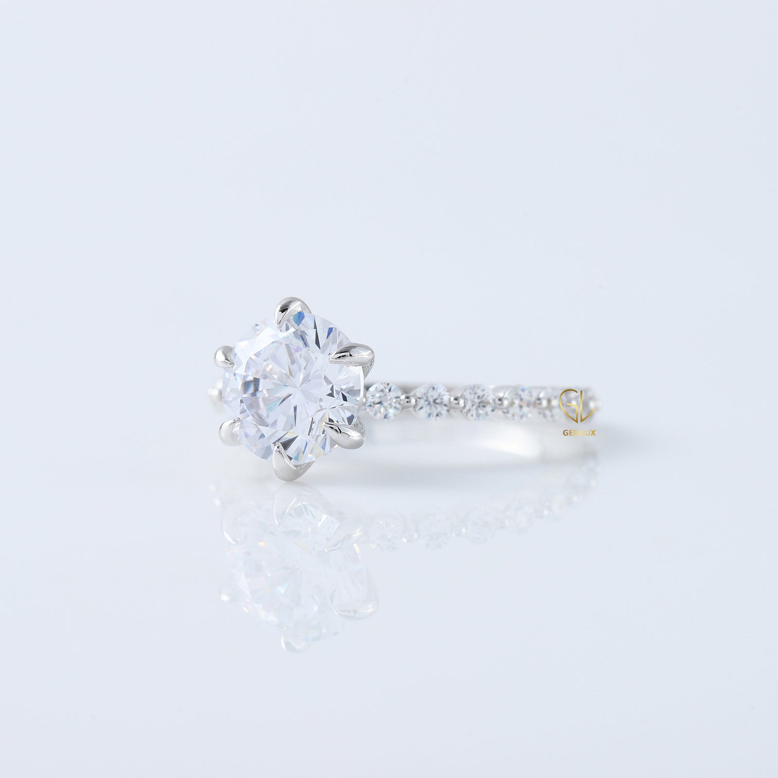 2 Ct Round Cut Lab Grown Floating Bubble Engagement Ring