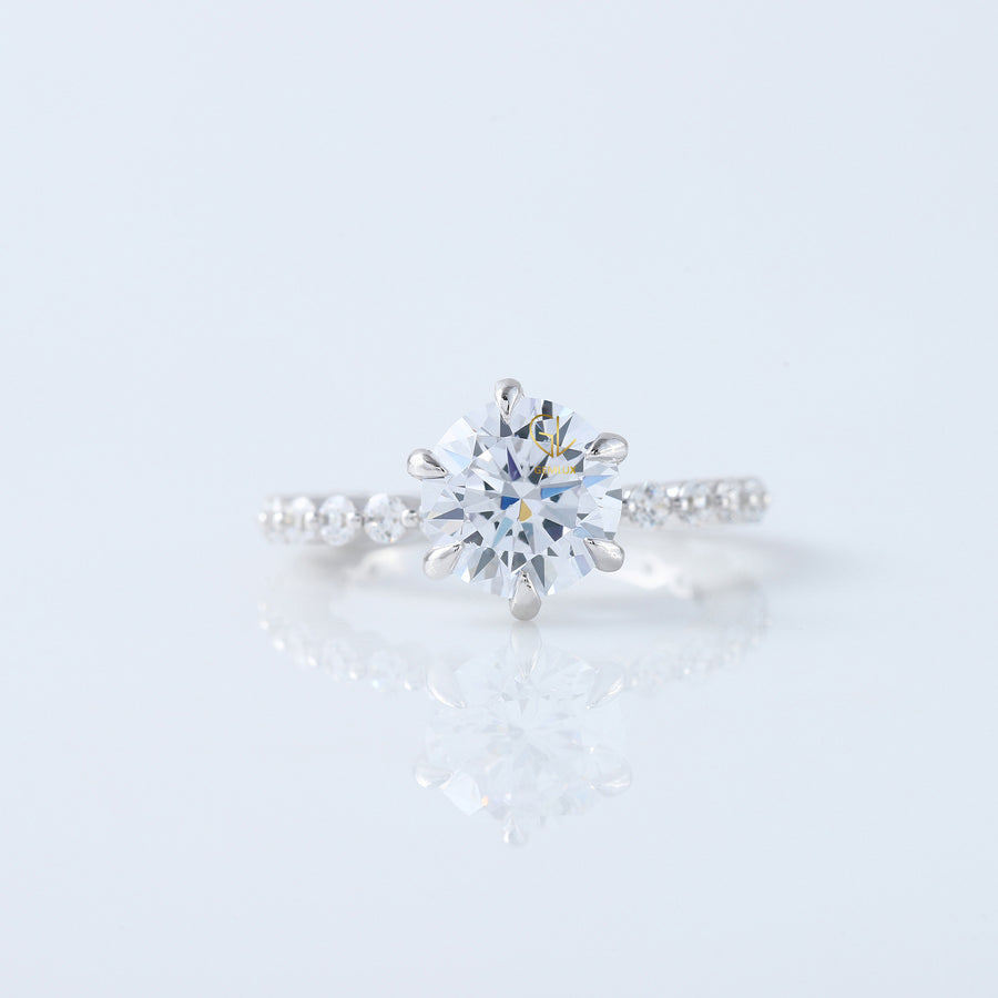 2 Ct Round Cut Lab Grown Floating Bubble Engagement Ring