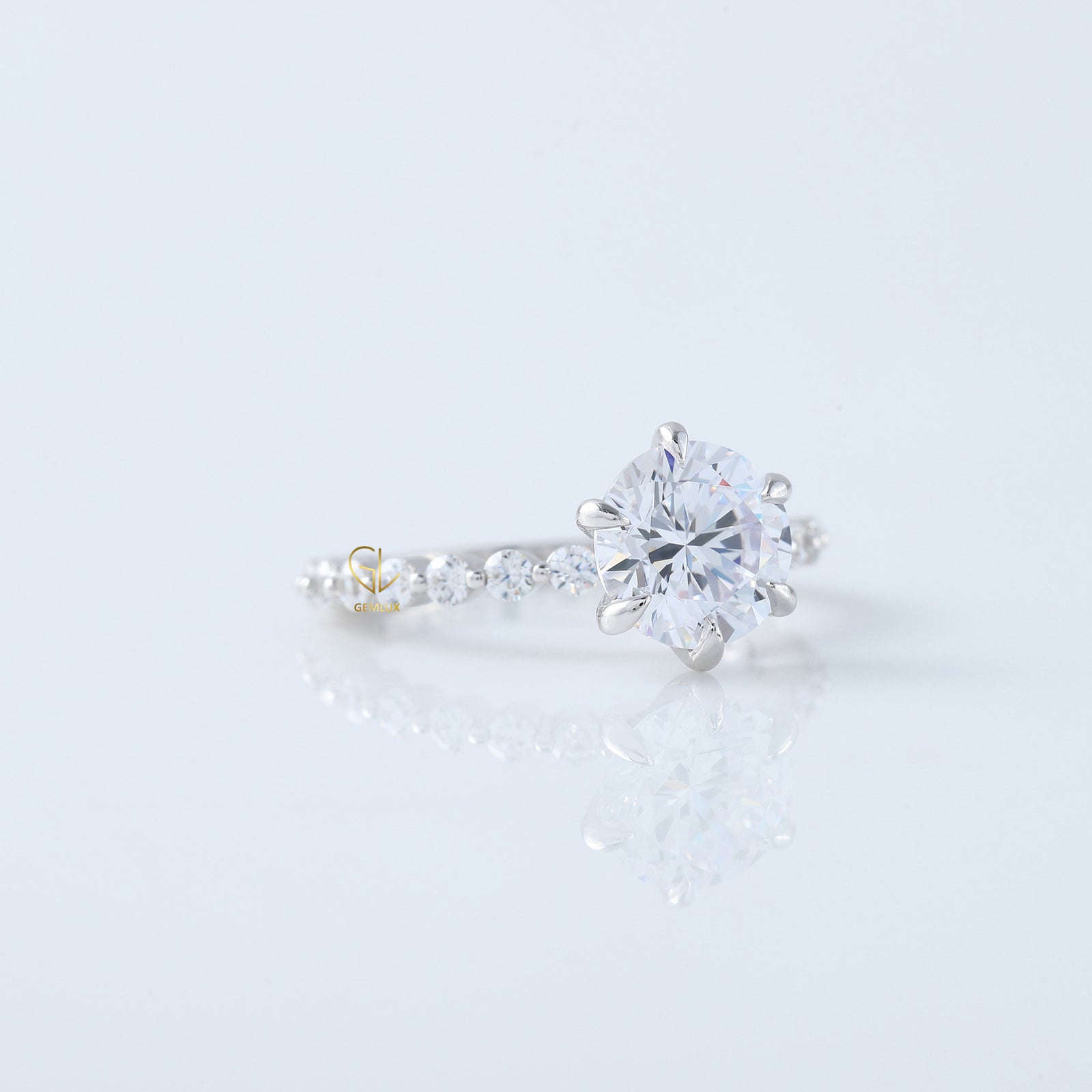 2 Ct Round Cut Lab Grown Floating Bubble Engagement Ring