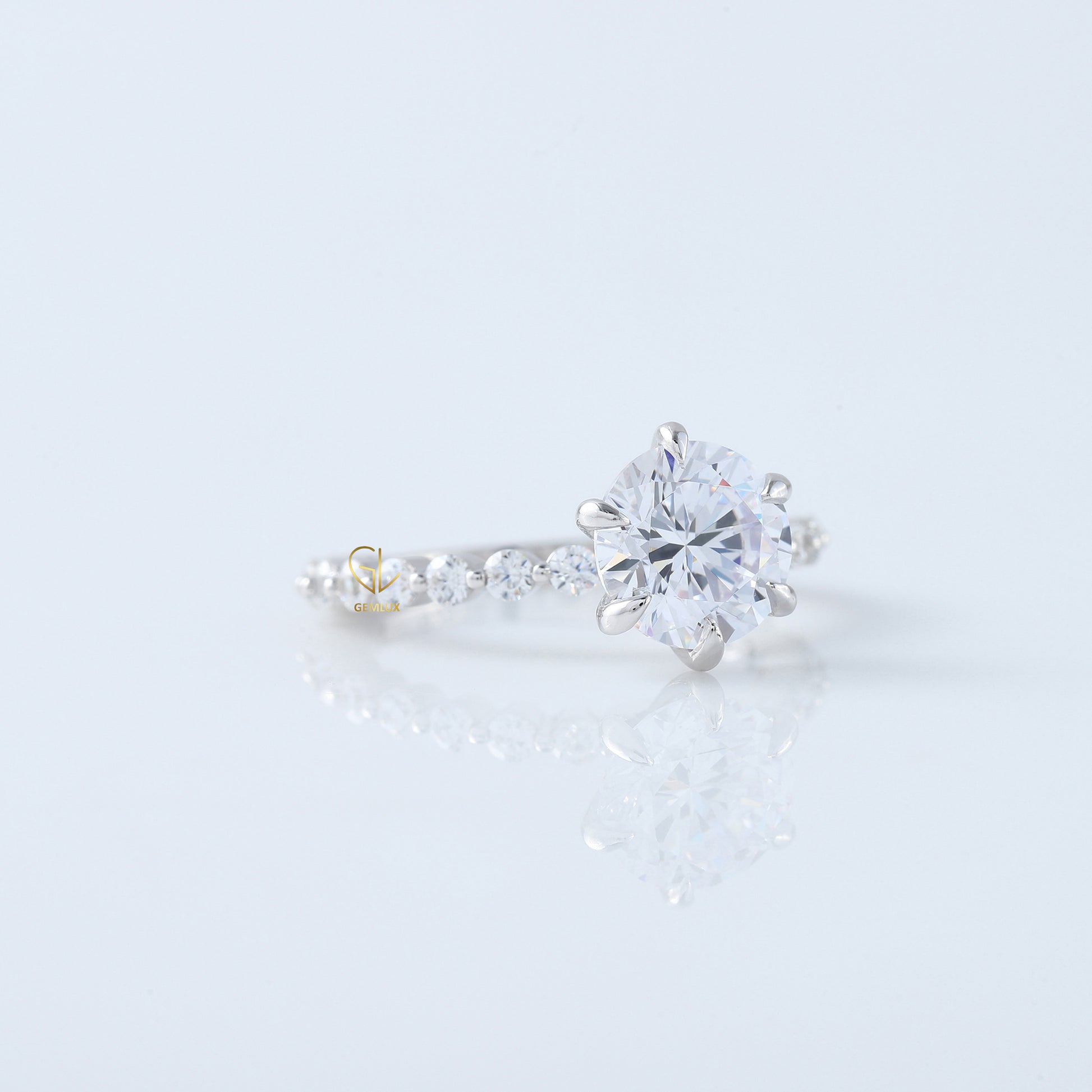 2 Ct Round Cut Lab Grown Floating Bubble Engagement Ring