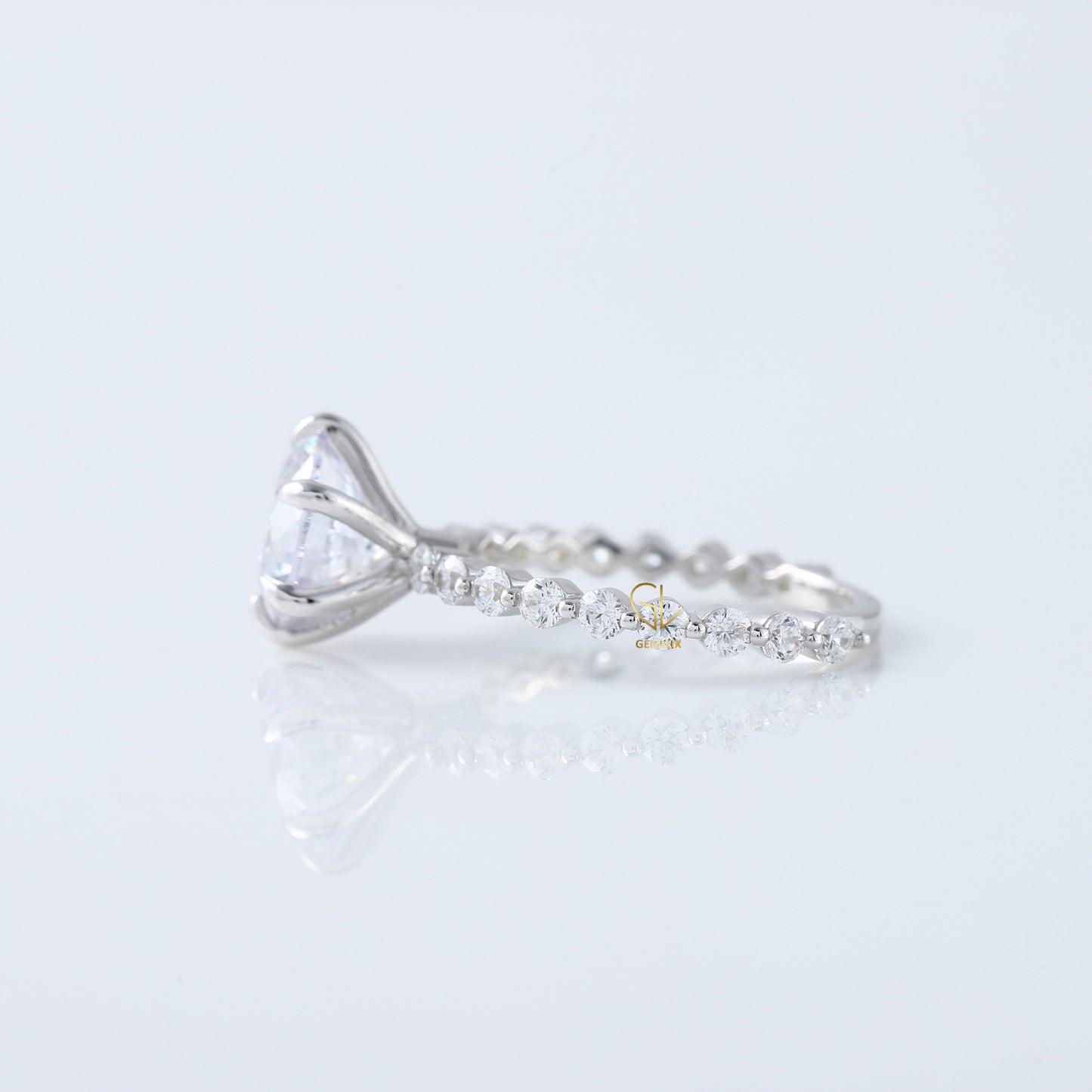 2 Ct Round Cut Lab Grown Floating Bubble Engagement Ring