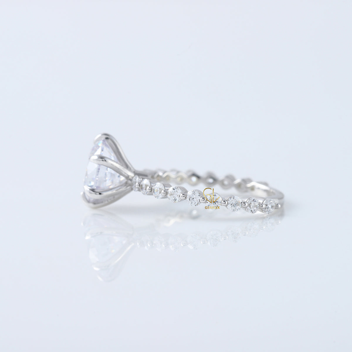 2 Ct Round Cut Lab Grown Floating Bubble Engagement Ring