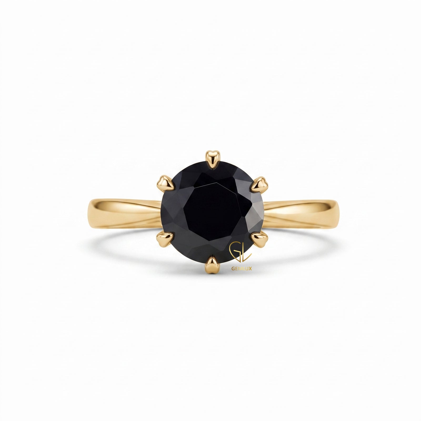 2 Carat Black Moissanite Round Solitaire Ring