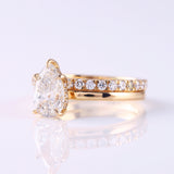 2 Ct Pear Cut Lab Grown Diamond Ring Set with Eternity Wedding Band