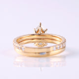 2 Ct Pear Cut Lab Grown Diamond Ring Set with Eternity Wedding Band