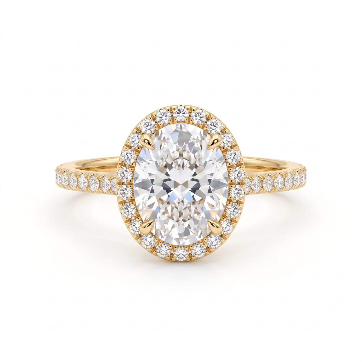2 carat oval halo diamond engagement ring