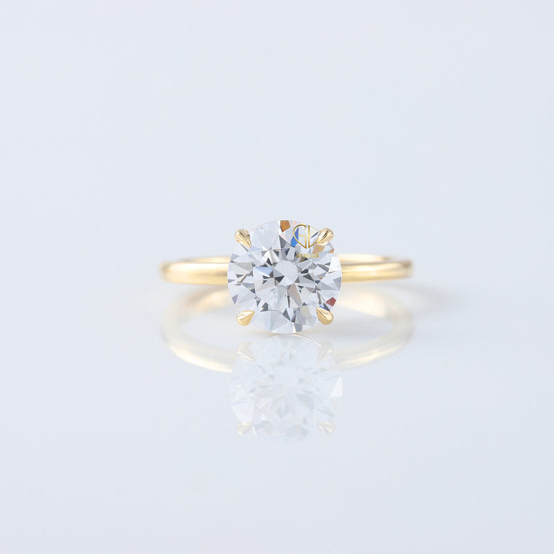 2ct Round Cut Lab Grown Solitaire Ring in Yellow Ring