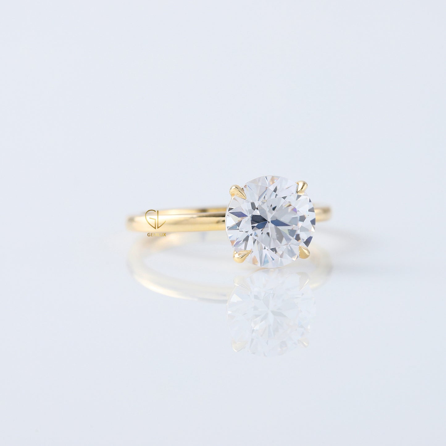 2ct Round Cut Lab Grown Solitaire Ring in Yellow Ring