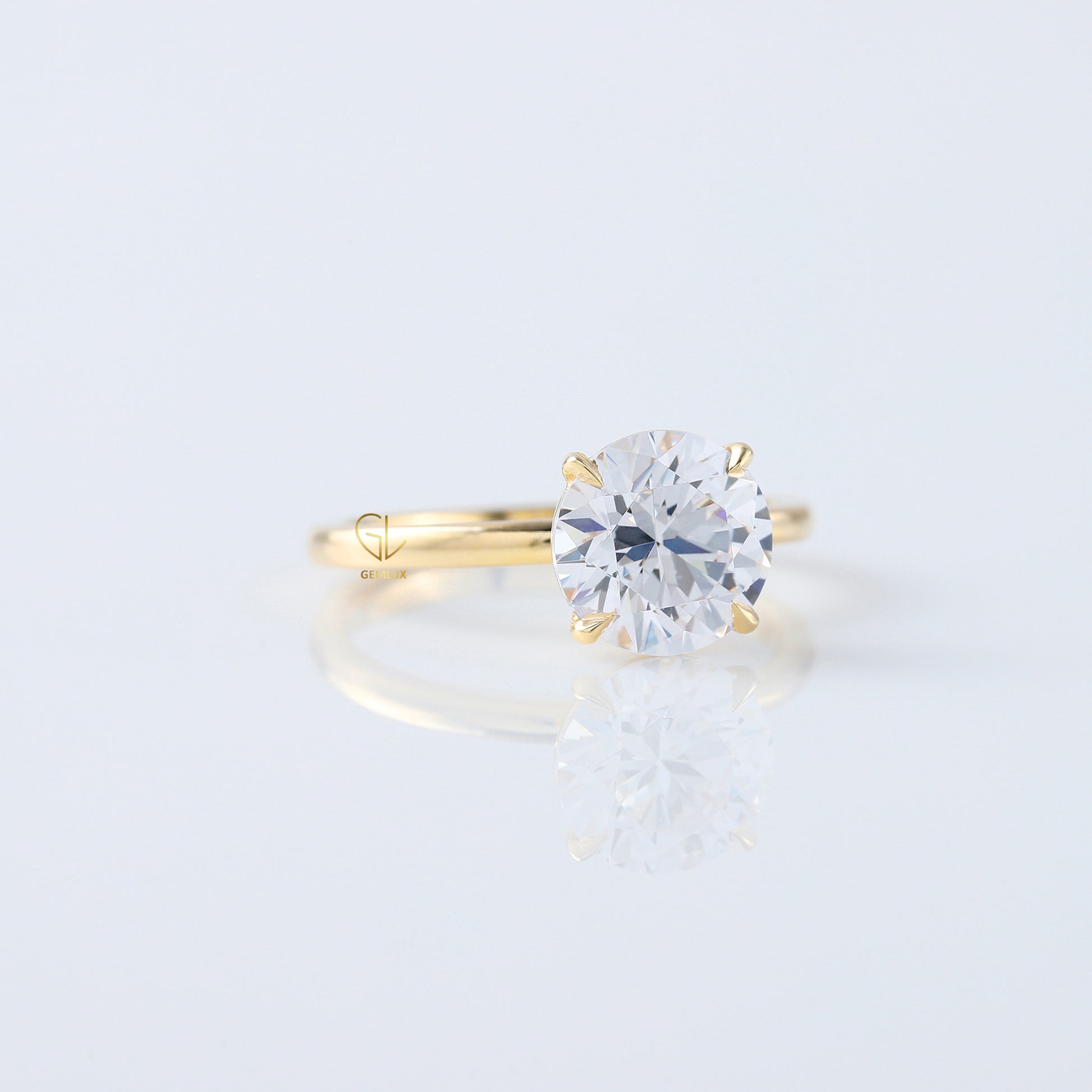 2ct Round Cut Lab Grown Solitaire Ring in Yellow Ring