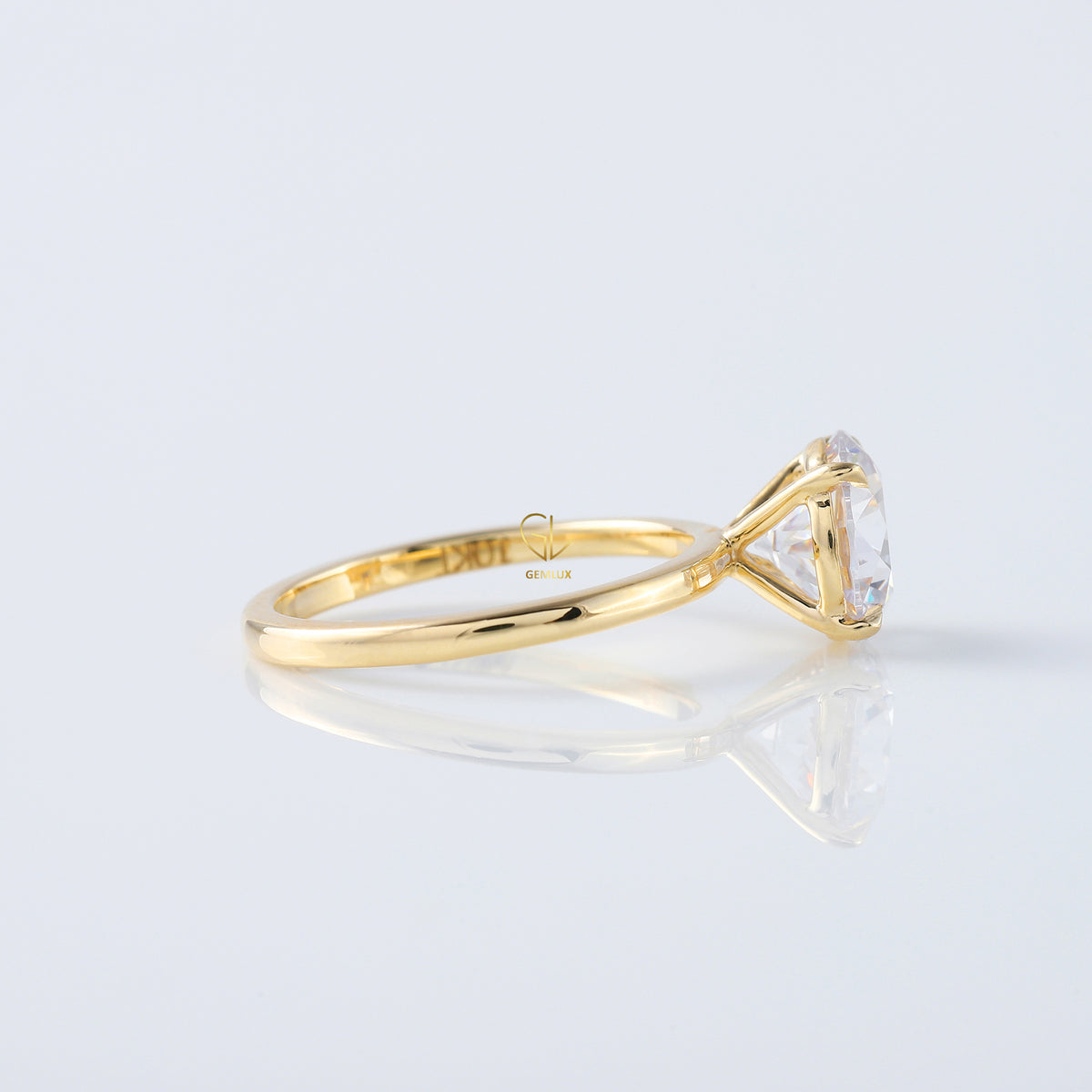2ct Round Cut Lab Grown Solitaire Ring in Yellow Ring