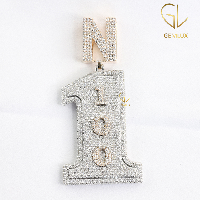 New Design Iced Out "1" Number With Letter HipHop Pendant