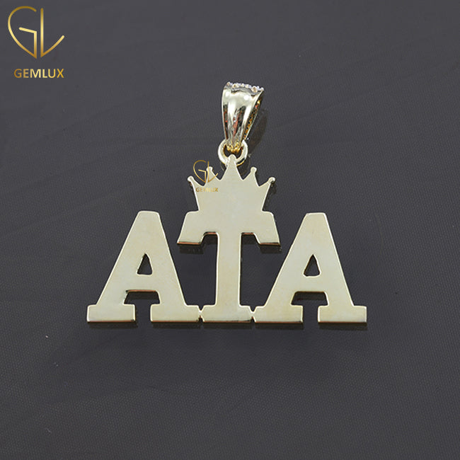 Two Row Moissanite Diamond Crown With Letter Hiphop Pendant