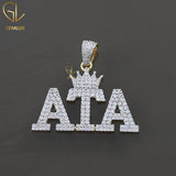 Two Row Moissanite Diamond Crown With Letter Hiphop Pendant