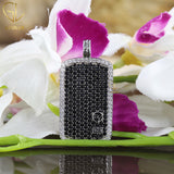 Iced Out Black & White Round Moissanite Dog Tag Charm Pendant