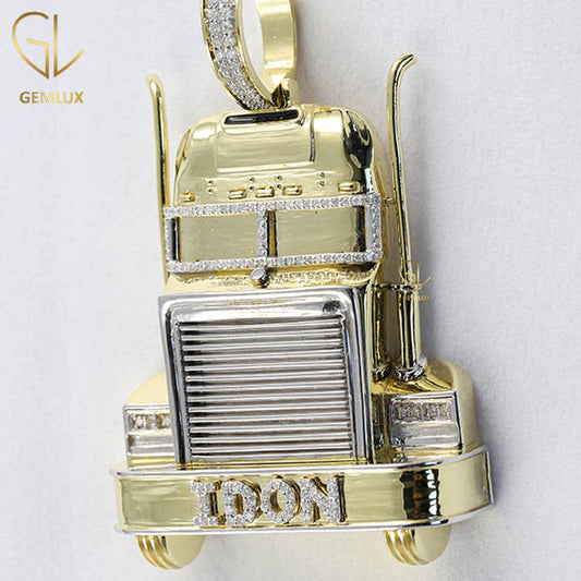 Solid Gold Over Big Rig Truck Diamond HipHop Pendant