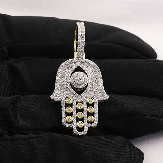 Iced Out Moissanite Diamond Hip Hop Palm Shape Charm Pendant 