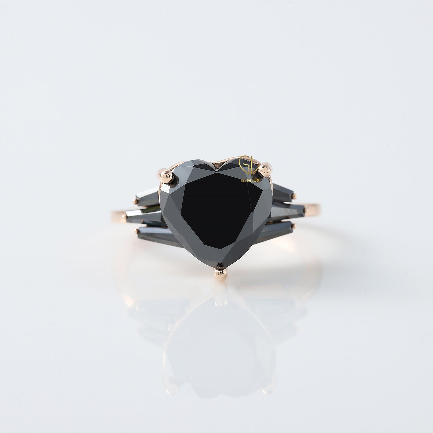 3 CT Certified Black Heart Lab Grown Diamond Solitaire Engagement Ring