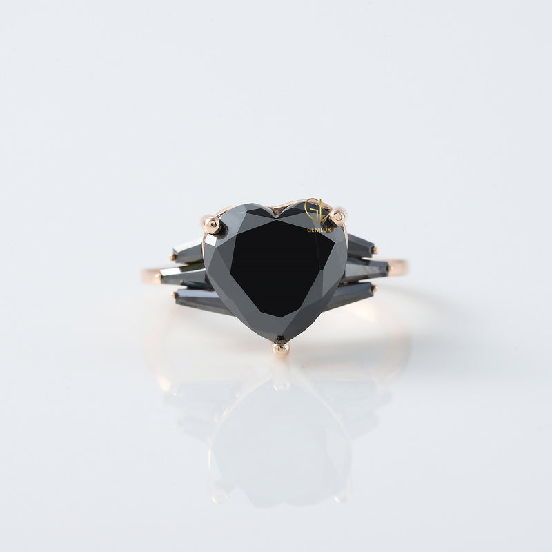3 CT Certified Black Heart Lab Grown Diamond Solitaire Engagement Ring
