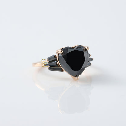 3 CT Certified Black Heart Lab Grown Diamond Solitaire Engagement Ring