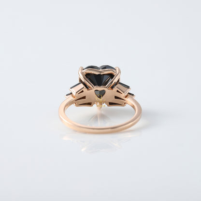 3 CT Certified Black Heart Lab Grown Diamond Solitaire Engagement Ring