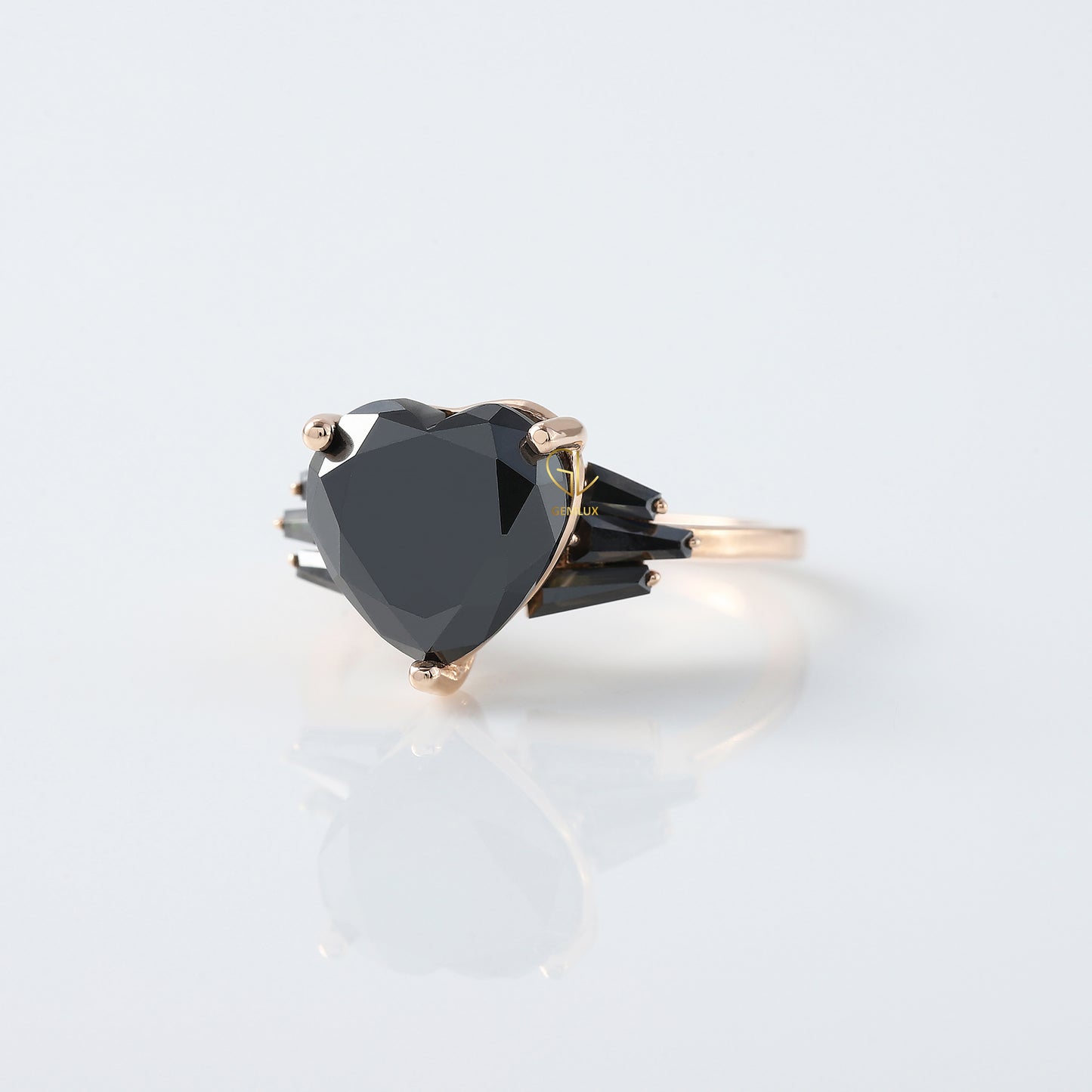3 CT Certified Black Heart Lab Grown Diamond Solitaire Engagement Ring