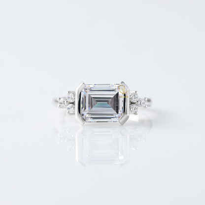 3 CT Certified East West Emerald Cut Solitaire Engagement Ring