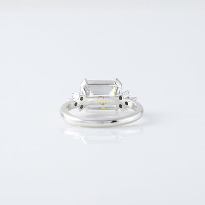 3 CT Certified East West Emerald Cut Solitaire Engagement Ring