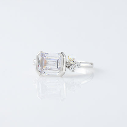 3 CT Certified East West Emerald Cut Solitaire Engagement Ring