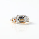3 Ct Emerald Cut Moissanite Halo Engagement Ring