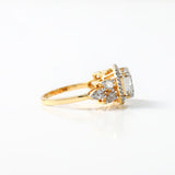 3 Ct Emerald Cut Moissanite Halo Engagement Ring