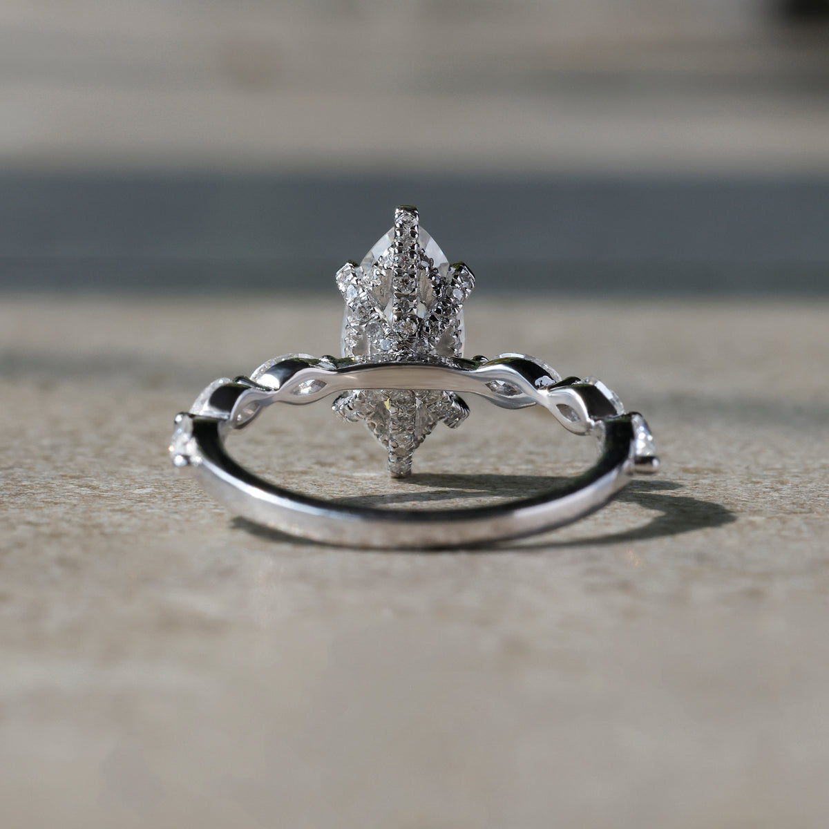 Marquise-Cut Lab-Grown Diamond Engagement Ring with Side Stones