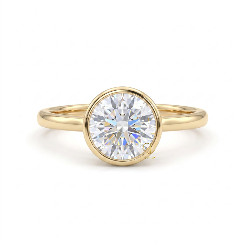 3 CT Round Hearts & Arrows Lab Grown Diamond Solitaire Ring in Gold