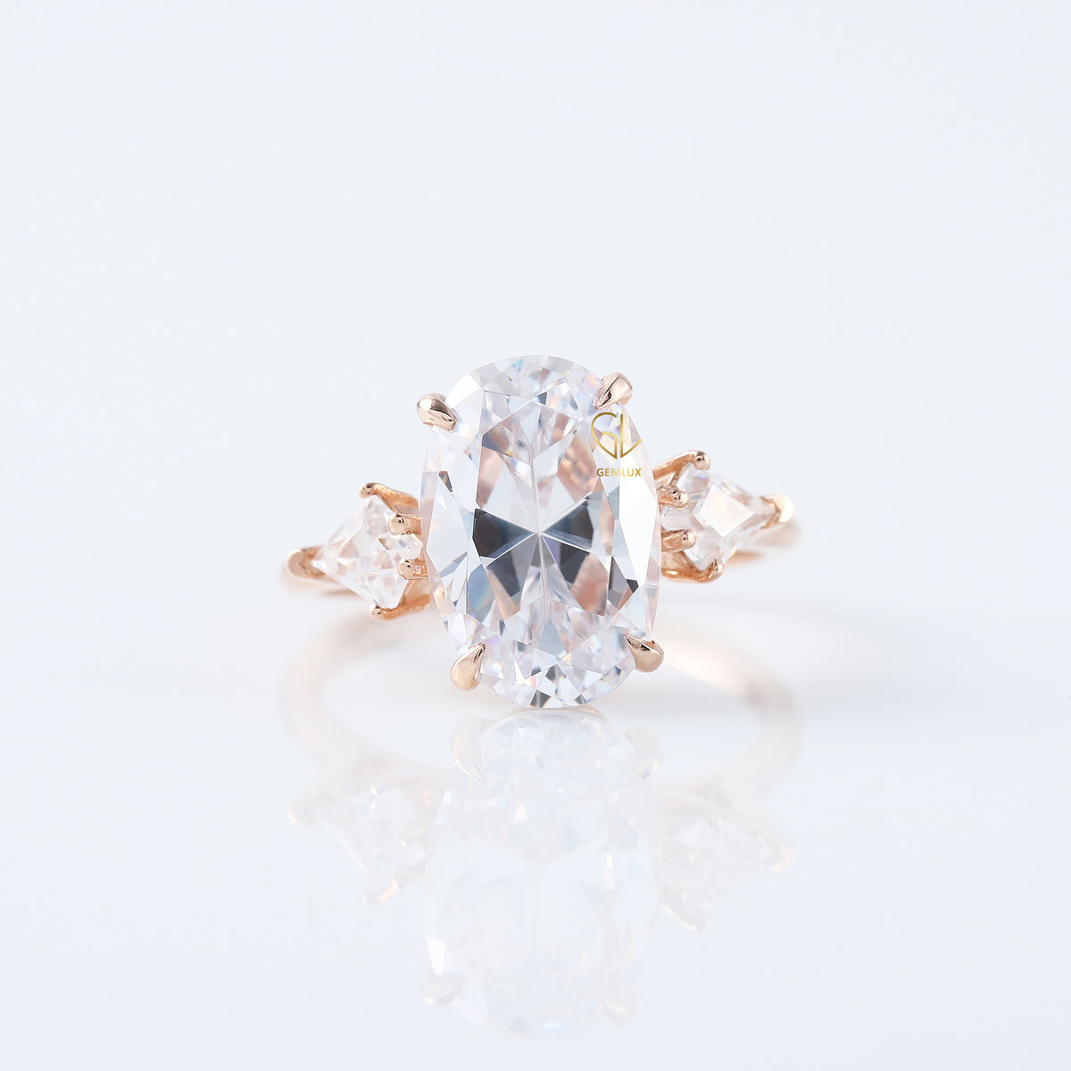 3 Carat Oval Cut Three Stone Engagement Ring