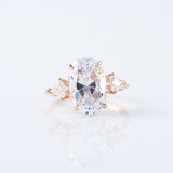 3 Ct Oval Cut Lab Grown ring, Three Stone oval cut Engagement Ring