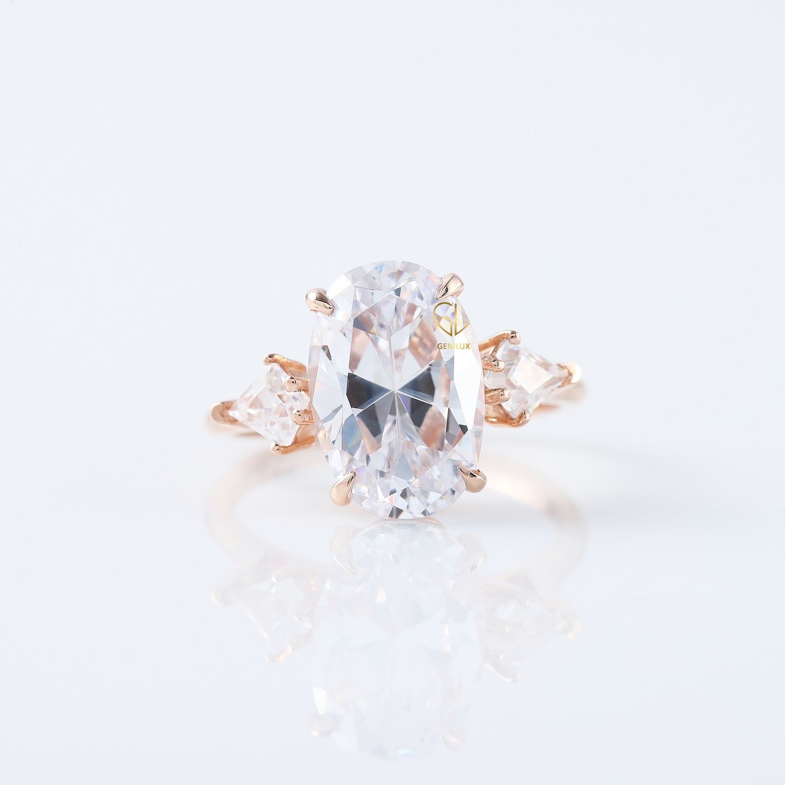 3 Ct Oval Cut Lab Grown ring, Three Stone oval cut Engagement Ring