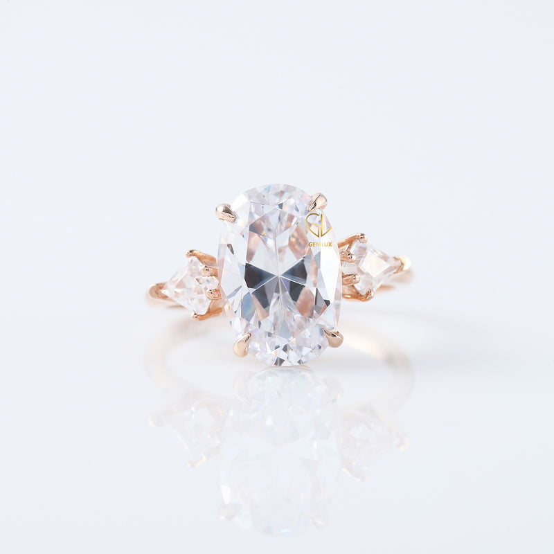 3 Ct Oval Cut Lab Grown Three Stone Engagement Ring