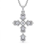Pear and Round Lab-Grown Diamond Vintage Cross Pendant