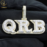 Bling Bling Moissanite Diamond Letter Pendant, Two Tone Hiphop Pendant