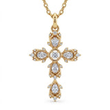 Pear and Round Lab-Grown Diamond Vintage Cross Pendant