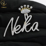 Bling Bling Moissanite Diamond Letter Name With Crown Pendant