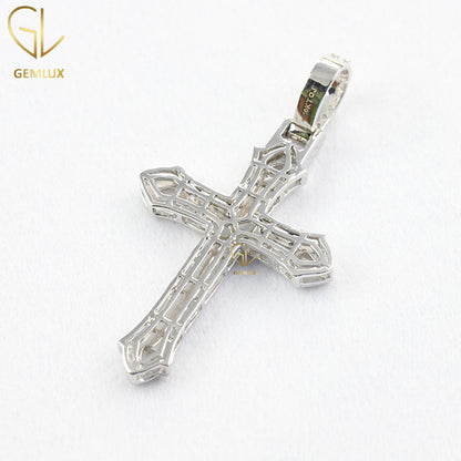 Bling Bling Religious Pendant, Round Moissanite Cross Pendant