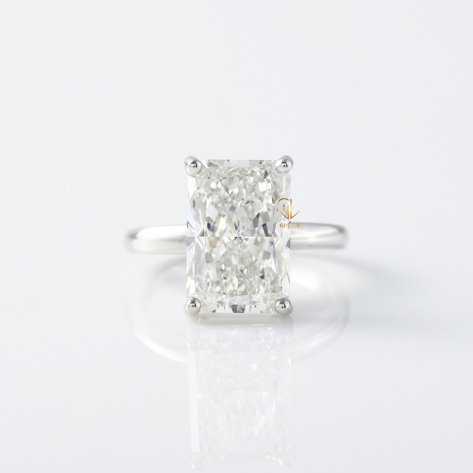 4CT Radiant Cut Lab Grown Diamond Solitaire Engagement Ring