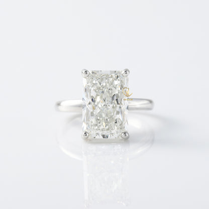 4CT Radiant Cut Lab Grown Diamond Solitaire Engagement Ring