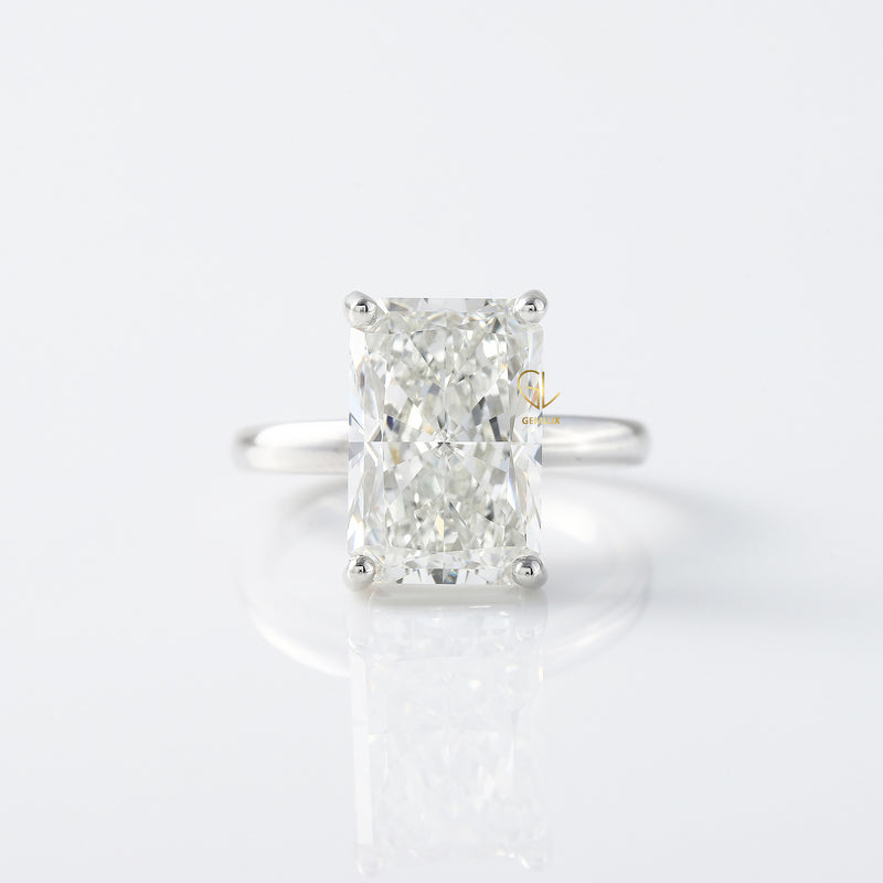 4CT Radiant Cut Lab Grown Diamond Solitaire Engagement Ring