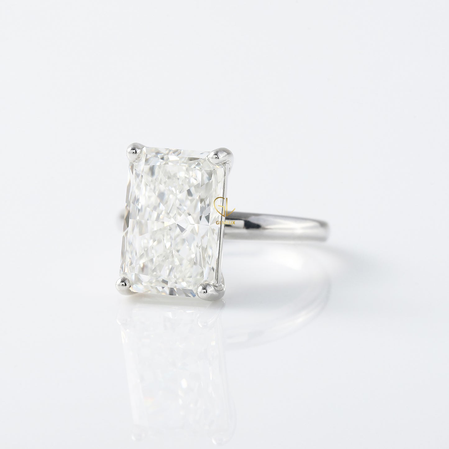 4CT Radiant Cut Lab Grown Diamond Solitaire Engagement Ring