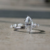 Marquise-Cut Lab-Grown Diamond Engagement Ring with Side Stones